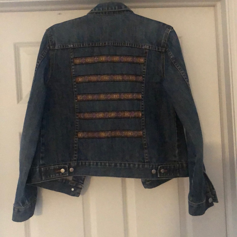 Repurposed J Crew Jean Jacket, Boho style, size medium